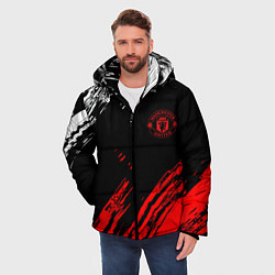 Куртка зимняя мужская ФК Манчестер Юнайтед спортивные краски, цвет: 3D-черный — фото 2
