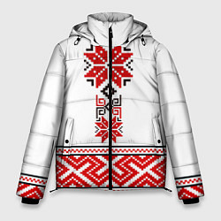 Куртка зимняя мужская Обережная вышиванка - узор алатырь, цвет: 3D-красный