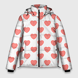 Куртка зимняя мужская Розовые сердца фон, цвет: 3D-черный