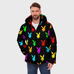 Куртка зимняя мужская Playboy pattern неон, цвет: 3D-красный — фото 2