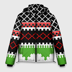 Куртка зимняя мужская Узор из разноцветных фигур, цвет: 3D-красный