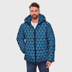 Куртка зимняя мужская Синие и чёрные треугольники, цвет: 3D-черный — фото 2
