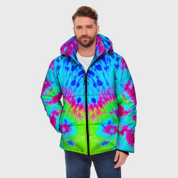 Куртка зимняя мужская Tie-Dye abstraction, цвет: 3D-черный — фото 2