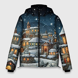 Куртка зимняя мужская Новогодний городок ночной, цвет: 3D-светло-серый