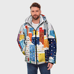Куртка зимняя мужская День в новогоднем городе, цвет: 3D-светло-серый — фото 2