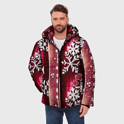 Куртка зимняя мужская Розы и снежинки, цвет: 3D-красный — фото 2