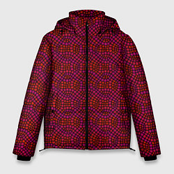 Куртка зимняя мужская Витражный паттерн оттенков красного, цвет: 3D-черный