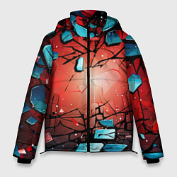 Куртка зимняя мужская Взрыв камне абстракция, цвет: 3D-красный