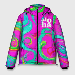 Куртка зимняя мужская Abstract floral pattern - aloha, цвет: 3D-светло-серый
