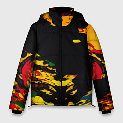 Куртка зимняя мужская Черная абстрактная дыра, цвет: 3D-красный