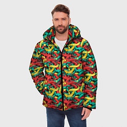 Куртка зимняя мужская Переплетающиеся стрелки, цвет: 3D-черный — фото 2