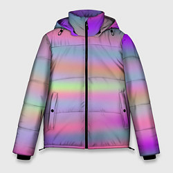 Куртка зимняя мужская Голографические неоновые полосы, цвет: 3D-красный