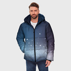 Куртка зимняя мужская Серебристые блёстки на синем фоне - нейросеть, цвет: 3D-черный — фото 2