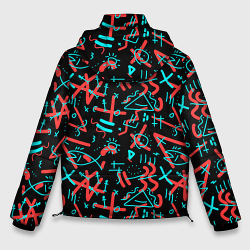 Мужская зимняя куртка Цветные геометрические каракули / 3D-Светло-серый – фото 2