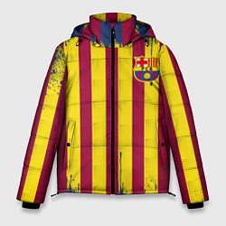 Куртка зимняя мужская Полосатые цвета футбольного клуба Барселона, цвет: 3D-светло-серый