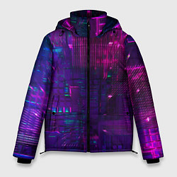 Куртка зимняя мужская Неоновые огни квадратов, цвет: 3D-красный