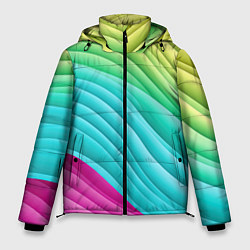 Куртка зимняя мужская Волнистая абстракция градиент, цвет: 3D-черный