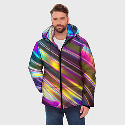 Куртка зимняя мужская Неоновый скрученный металл разноцветный, цвет: 3D-черный — фото 2
