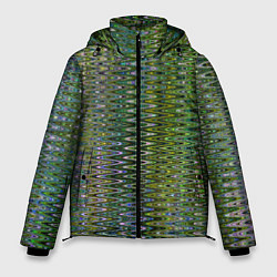 Куртка зимняя мужская Волнистый зигзаг зеленый с переливами цветными, цвет: 3D-светло-серый
