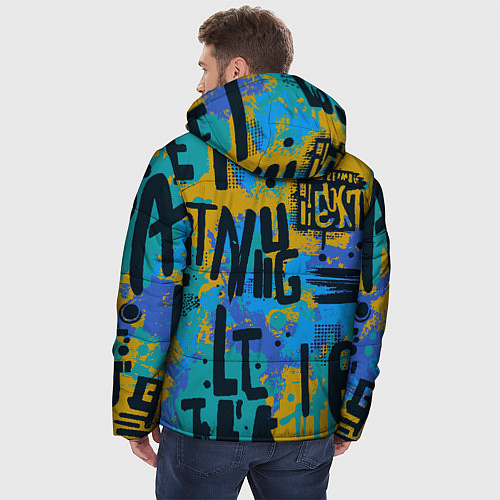 Мужская зимняя куртка Крупные буквы на цветном фоне / 3D-Светло-серый – фото 4