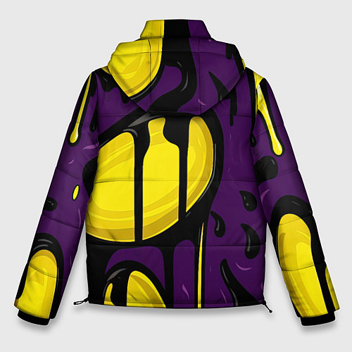 Мужская зимняя куртка Желтые яркие пятна краски на фиолетовом / 3D-Светло-серый – фото 2