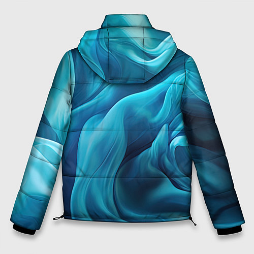Мужская зимняя куртка Синяя абстрактная волнистая ткань / 3D-Светло-серый – фото 2