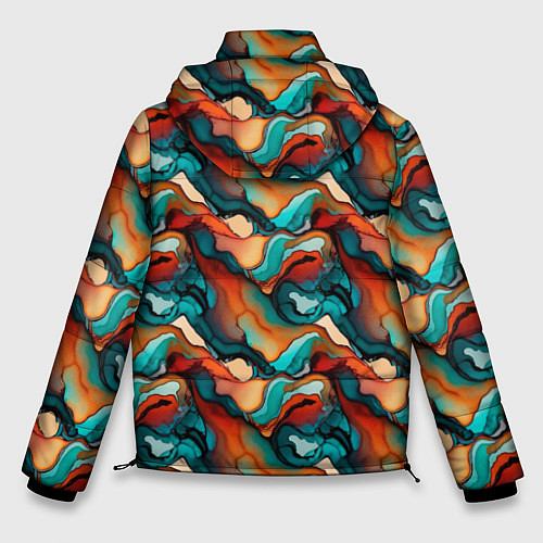 Мужская зимняя куртка Абстрактная картинка с цветными волнами / 3D-Светло-серый – фото 2