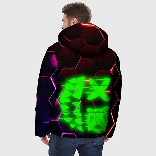 Мужская зимняя куртка Монстр из неона / 3D-Красный – фото 4