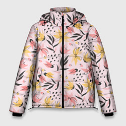 Куртка зимняя мужская Абстрактный паттерн с цветами, цвет: 3D-светло-серый