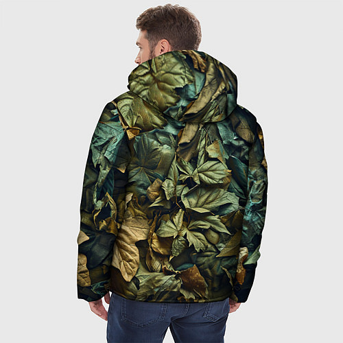Мужская зимняя куртка Реалистичный камуфляж из листьев / 3D-Красный – фото 4