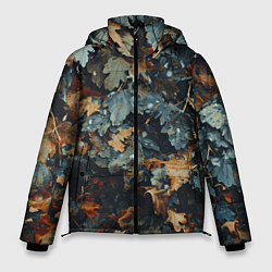 Куртка зимняя мужская Реалистичный камуфляж из сухих листьев, цвет: 3D-светло-серый