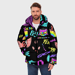 Куртка зимняя мужская 6ix9ine logo rap bend, цвет: 3D-красный — фото 2
