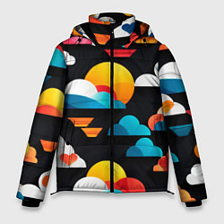 Мужская зимняя куртка Цветные облака в черном небе