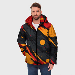 Куртка зимняя мужская Пятна краски абстракция желтые красные черные кляк, цвет: 3D-светло-серый — фото 2
