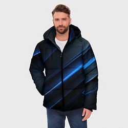 Куртка зимняя мужская Темно-синий абстрактный фон абстракция, цвет: 3D-черный — фото 2