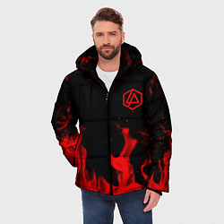 Куртка зимняя мужская Linkin Park красный огонь лого, цвет: 3D-черный — фото 2