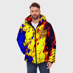 Куртка зимняя мужская Герб РФ огненный стиль текстура, цвет: 3D-светло-серый — фото 2