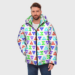 Куртка зимняя мужская Ведьмак логотипы паттерн, цвет: 3D-светло-серый — фото 2