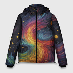 Куртка зимняя мужская Звездный вихрь абстрактная живопись, цвет: 3D-светло-серый