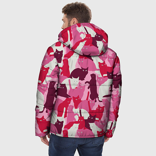 Мужская зимняя куртка Розовый кошачий камуфляж / 3D-Красный – фото 4