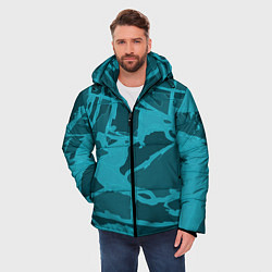 Куртка зимняя мужская Изумрудно-бирюзовая графика, цвет: 3D-светло-серый — фото 2