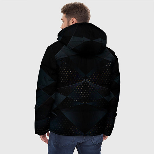 Мужская зимняя куртка Чёрная абстро текстура / 3D-Светло-серый – фото 4