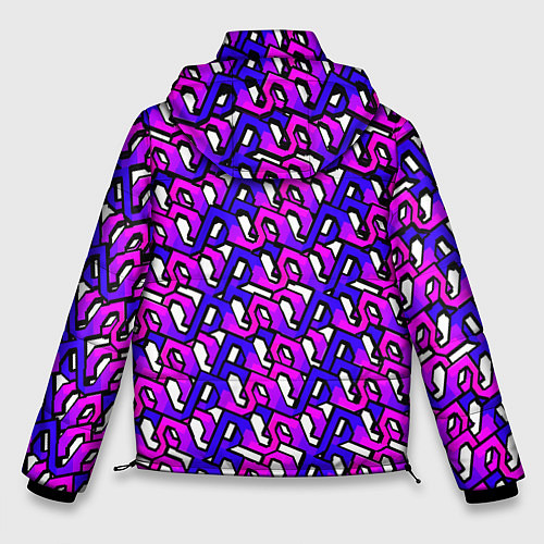 Мужская зимняя куртка Фиолетовый узор и чёрная обводка / 3D-Светло-серый – фото 2