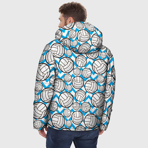 Мужская зимняя куртка Мячи волейбольные паттерн / 3D-Красный – фото 4