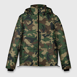Куртка зимняя мужская Классический лесной камуфляж, цвет: 3D-черный
