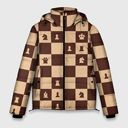 Куртка зимняя мужская Коричневая шахматная доска, цвет: 3D-светло-серый