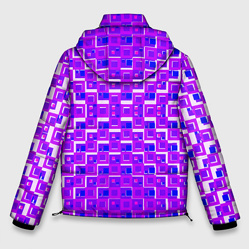 Мужская зимняя куртка Фиолетовые квадраты на белом фоне / 3D-Светло-серый – фото 2