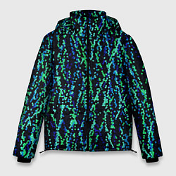 Мужская зимняя куртка Тёмный сине-зелёный паттерн мелкая мозаика