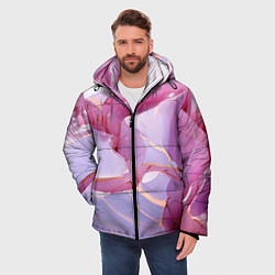 Куртка зимняя мужская Куски розового мрамора, цвет: 3D-светло-серый — фото 2