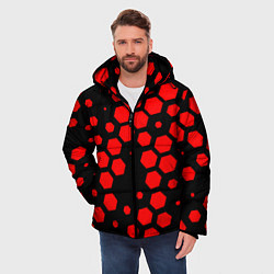 Куртка зимняя мужская Красные соты броня, цвет: 3D-черный — фото 2
